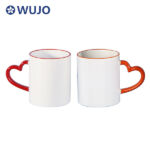 WUJOSUB Sublimation Mug Factory 11oz Color Rim&Heart Handle Sublimation Mug