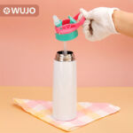 750ml Chai nước bằng thép không gỉ màu trắng thăng hoa có ống hút miệng rộng & Nắp di động