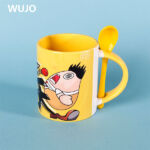 WUJOSUB Color Glazed 11oz Straight Shape Sublimation Mug with Spoon
