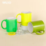 WUJOSUB Colorful 11oz Straight Shape Soft Touch Mug with Sublimation Coating
