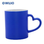 WUJOSUB Sublimation Magic Mug 11oz Color Changing Mug with Heart Handle