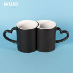 WUJOSUB 11oz Color Changing Mug Heart Handle Double Magic Mug for Sublimation