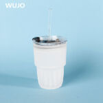 WUJOSUB 12oz Bicchiere per sublimazione in vetro Bicchiere per sublimazione in vetro smerigliato con cannuccia