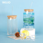 WUJOSUB 승화 유리 머그잔 소다 캔 16온스 승화 유리 맥주 캔 클리어