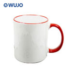 Wujosub sublimation Cup 11oz สีขอบ&จัดการแก้วกาแฟเพื่อระเหิด