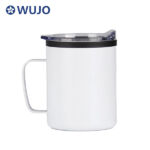 Copo de café em aço inoxidável reto de 12 onças e 14 onças para sublimação com tampa plana transparente