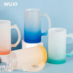 WUJOSUB Sublimation Glass Mug 16oz Frosted Glass Sublimation Mugs for Beer