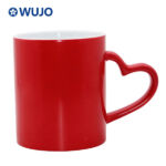 WUJOSUB Sublimation Magic Mug 11oz Color Changing Mug with Heart Handle