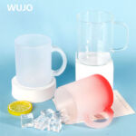 WUJOSUB Colorful Frosted Glass Sublimation Mug 11oz Glass Mug for Sublimation