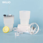 WUJOSUB 12oz Bicchiere per sublimazione in vetro Bicchiere per sublimazione in vetro smerigliato con cannuccia