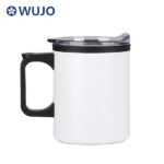 Copo de café em aço inoxidável reto de 12 onças e 14 onças para sublimação com tampa plana transparente