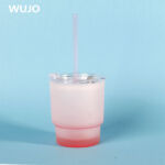 ספל נסיעות סובלימציה של WUJOSUB 12oz ספל סובלימציה מזכוכית עם מכסה וכפית