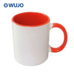 WUJOSUB Sublimations-Kaffeetasse aus Keramik, 11 Unzen, Farbe innen&Griff-Sublimationsbecher