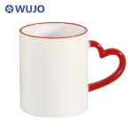 WUJOSUB Sublimation Mug Factory 11oz Color Rim&Heart Handle Sublimation Mug