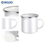 WUJOSUB Metal Enamel Sublimation Cup S/S Rim 12oz Enamel Sublimation Mug