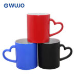 WUJOSUB Sublimation Magic Mug 11oz Color Changing Mug with Heart Handle