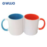 WUJOSUB Sublimations-Kaffeetasse aus Keramik, 11 Unzen, Farbe innen&Griff-Sublimationsbecher