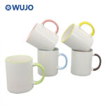 Wujosub sublimation Cup 11oz สีขอบ&จัดการแก้วกาแฟเพื่อระเหิด