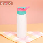 750ml Chai nước bằng thép không gỉ màu trắng thăng hoa có ống hút miệng rộng & Nắp di động