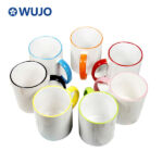 Wujosub sublimation Cup 11oz สีขอบ&จัดการแก้วกาแฟเพื่อระเหิด