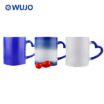 WUJOSUB Sublimation Magic Mug 11oz Color Changing Mug with Heart Handle