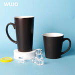 WUJOSUB Mug Kopi Ajaib Keramik 12oz 17oz Mug Berubah Warna Berbentuk Kerucut