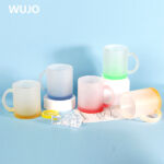 WUJOSUB Colorful Frosted Glass Sublimation Mug 11oz Glass Mug for Sublimation