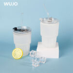 WUJOSUB 12oz Bicchiere per sublimazione in vetro Bicchiere per sublimazione in vetro smerigliato con cannuccia