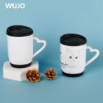 WUJOSUB Eco-friendly Sublimation Blanks 12oz Sublimation Mug with Silicone Lid and Base