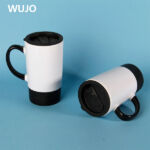 WUJOSUB 20oz Blank Large Sublimation Mug with Plastic Lid and Silicone Base