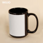 WUJOSUB Customized Ceramic Sublimation Mug 15oz Black Sublimation Patch Mug